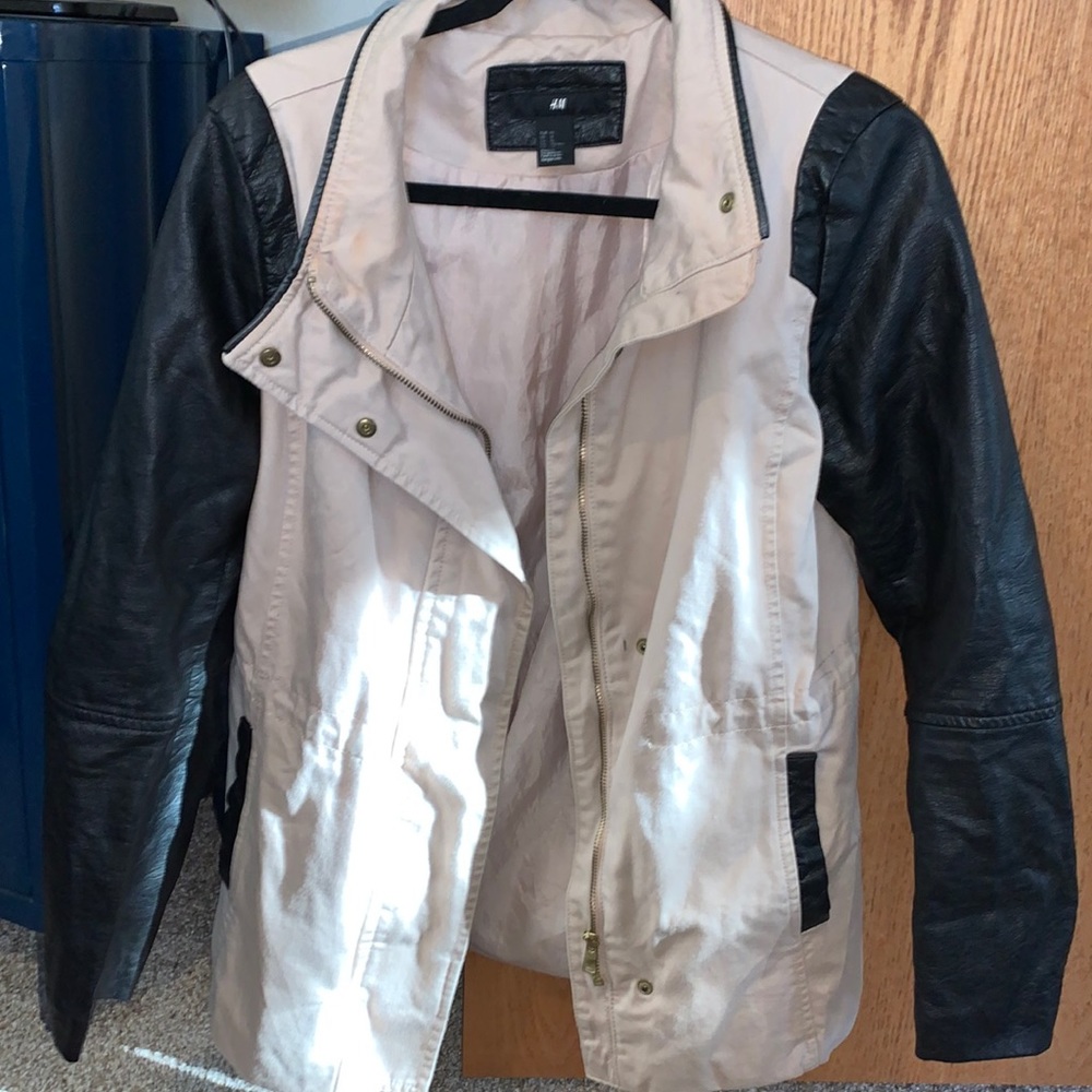 H&M bomber jacket with leather sleeves